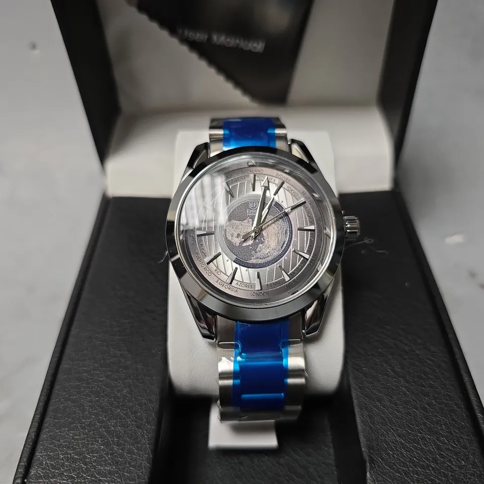 ERNEST FERDINAND WATCH – GLOBAL DIAL – STAINLESS STEEL STRAP – 3ATM WATER RESISTANT - GIFT BOX