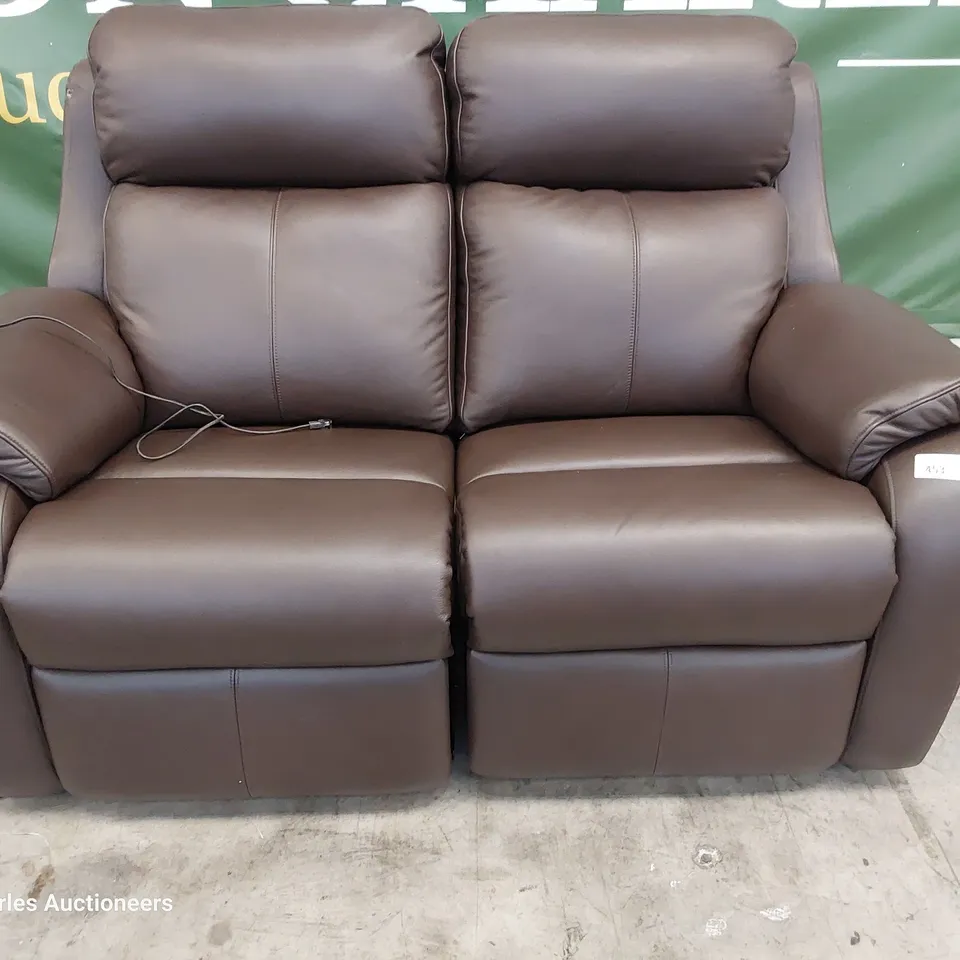 QUALITY BRITISH DESIGNER G PLAN KINGSBURY POWER RECLINING TWO SEATER SOFA CAPRI CHOCOLATE LEATHER 