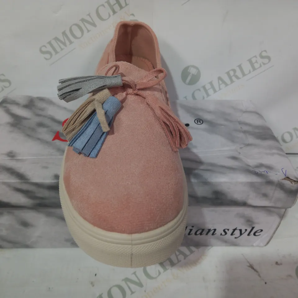 BOXED PAIR OF SEASTAR BLUE SLIP-ON SHOES IN PINK EU SIZE 39