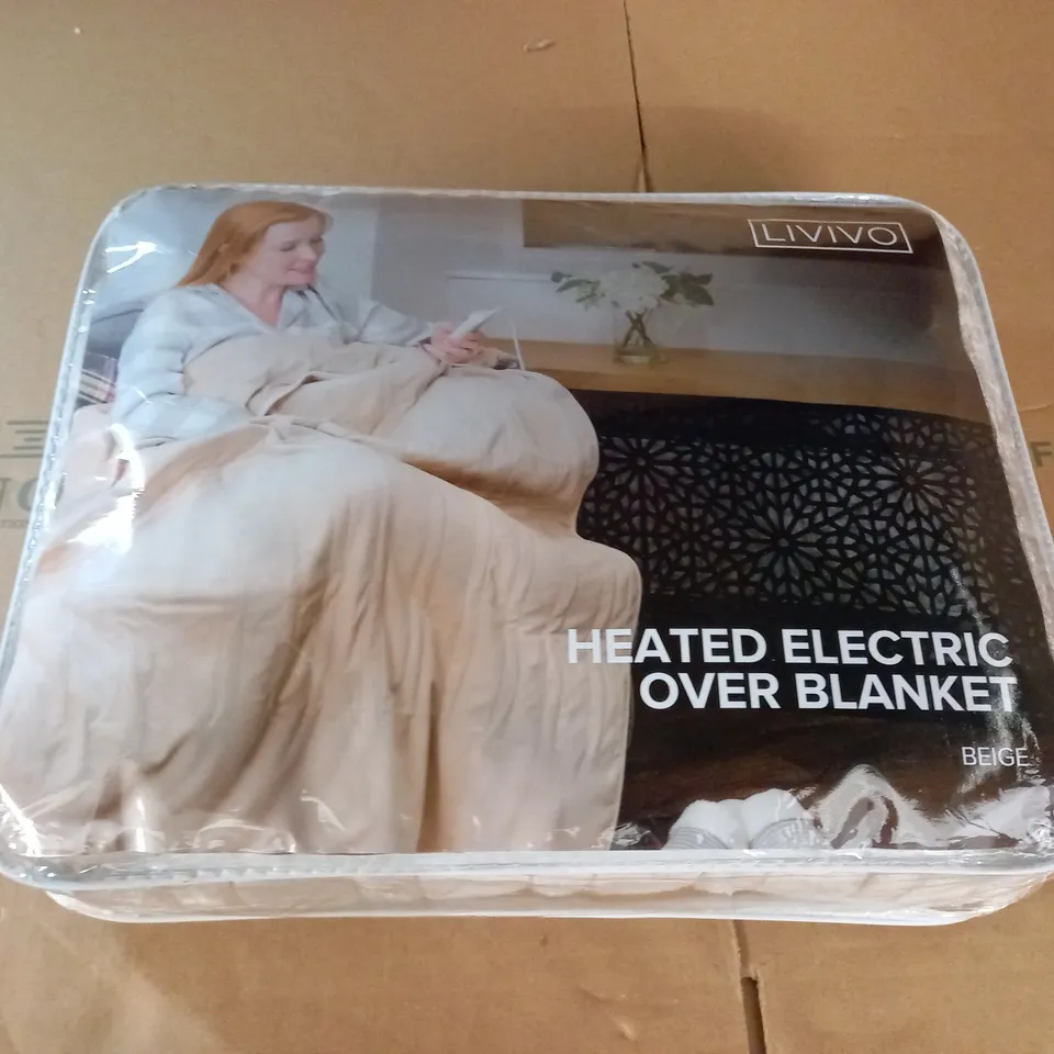 LIVIVO HEATED ELECTRIC OVER BLANKET IN BEIGE 