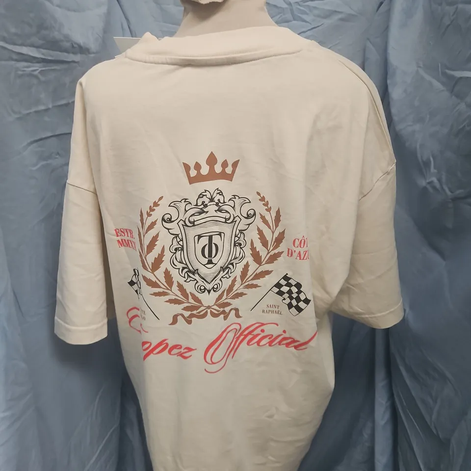 TROPEZ OFFICIAL CREST T-SHIRT - BEIGE, SIZE M
