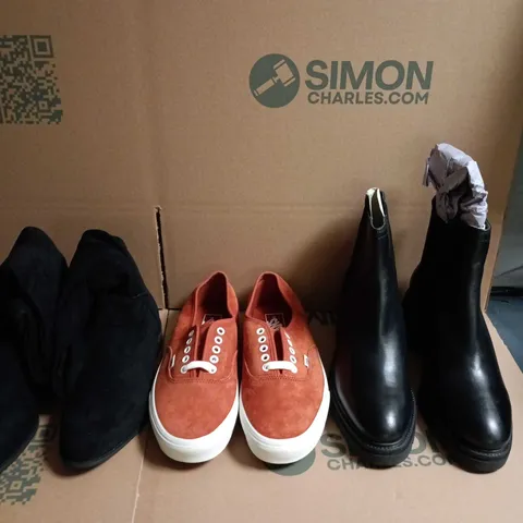 APPROXIMATELY 10 PAIRS OF ASSORTED SHOES TO INCLUDE - BOOTS - SLIPPERS - TRAINERS ETC