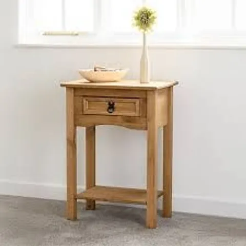 BOXED CORONA 1 DRAWER CONSOLE TABLE - DISTRESSED WAXED PINE (1 BOX)