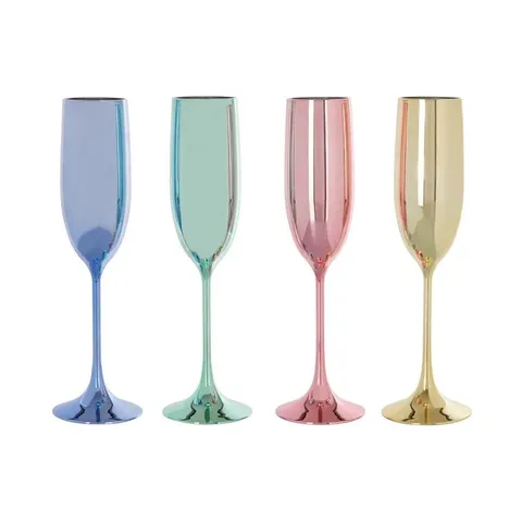 BOXED FAIRMONT BRUNSVILLE 4-PIECE PLASTIC FLUTE STEMWARE CHAMPAGNE GLASSES