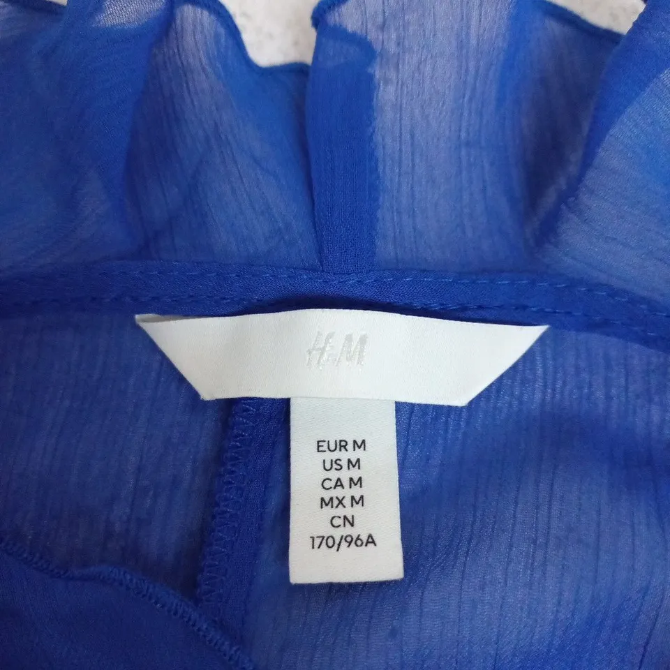 H&M BLUE RUFFLED SHEER BLOUSE – WOMEN'S, EU M/US M (RY)