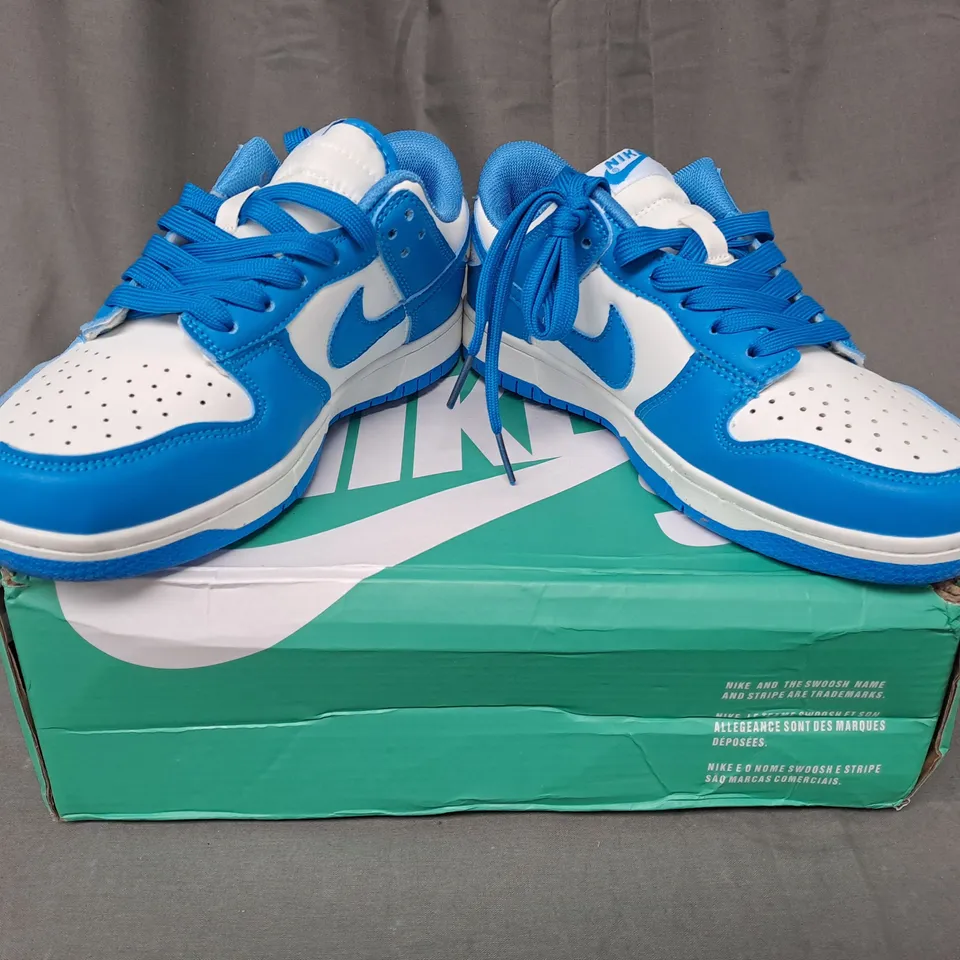 BOXED PAIR OF NIKE SHOES IN BLUE/WHITE UK SIZE 4.5