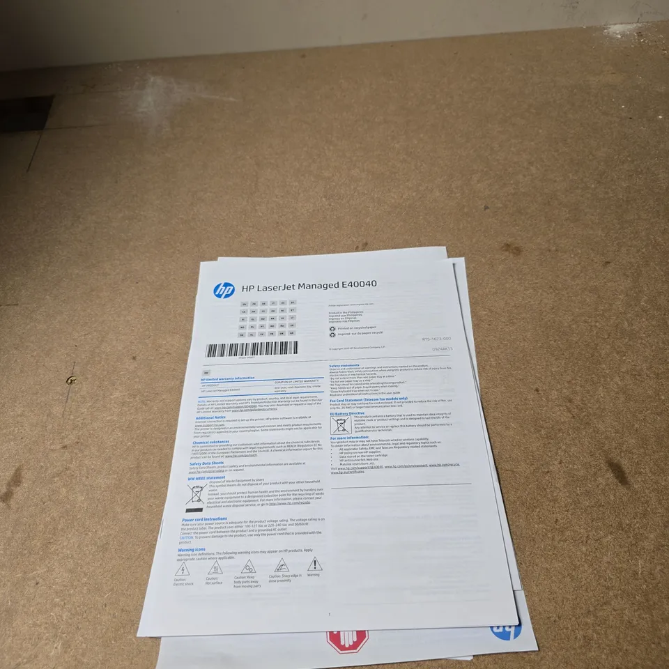 HP LASER JET MANAGED E40040 PRINER BOXED WITH MANUAL