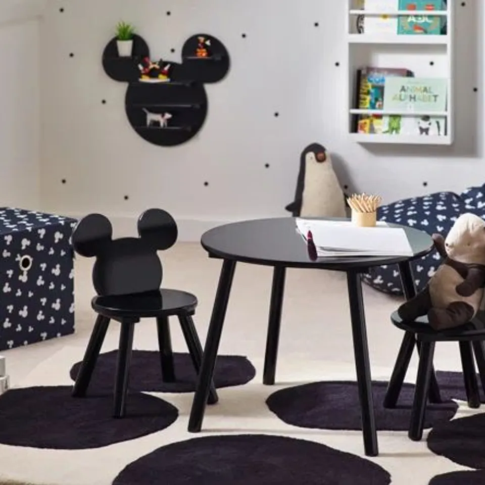 BOXED MICKEY MOUSE BLACK TABLE & 2 CHAIR SET (1 BOX)