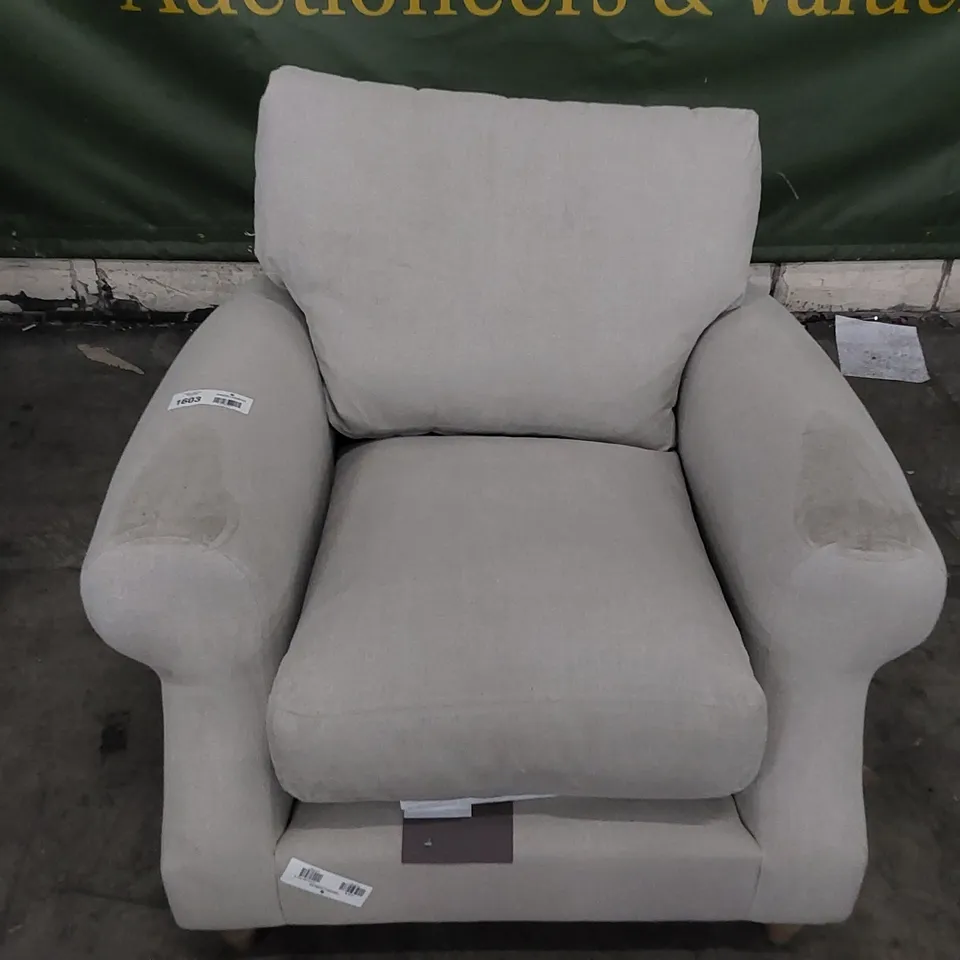 DESIGNER SINGLE ARMCHAIR IN NATURAL FABRIC 