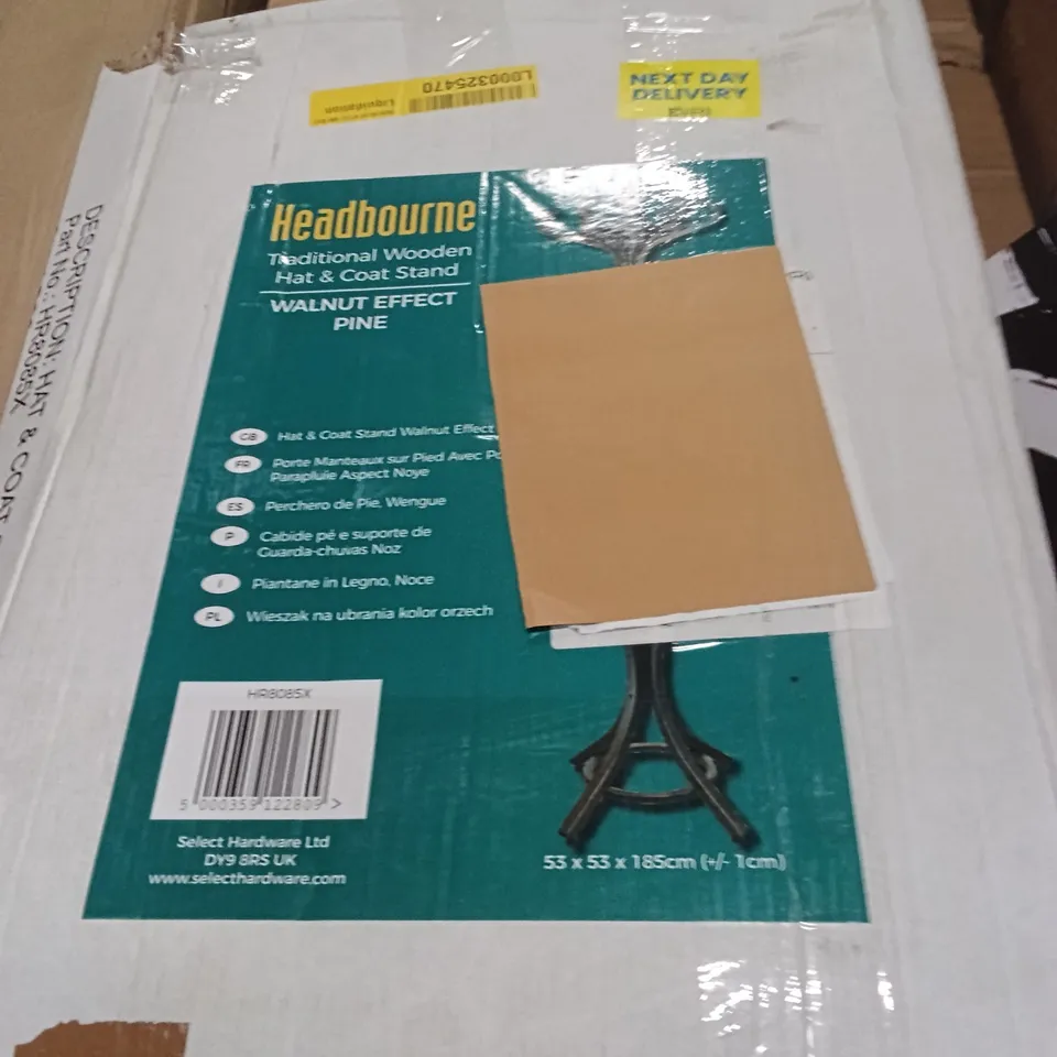 BOXED HEADBOURNE TRADITIONAL WOODEN HAT & COAT STAND