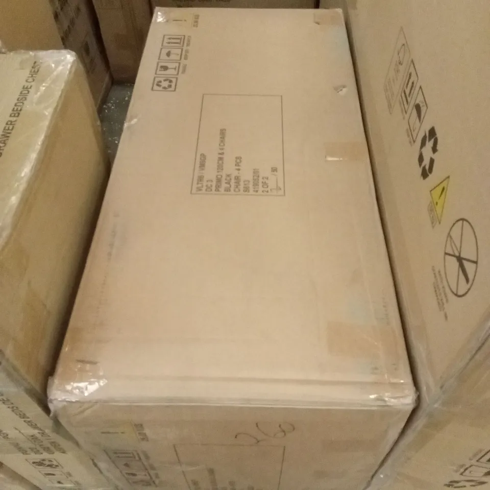 BOXED SET OF 4 PRIMO FAUX LEATHER CHAIRS - WOOD/BLACK (1 BOX)