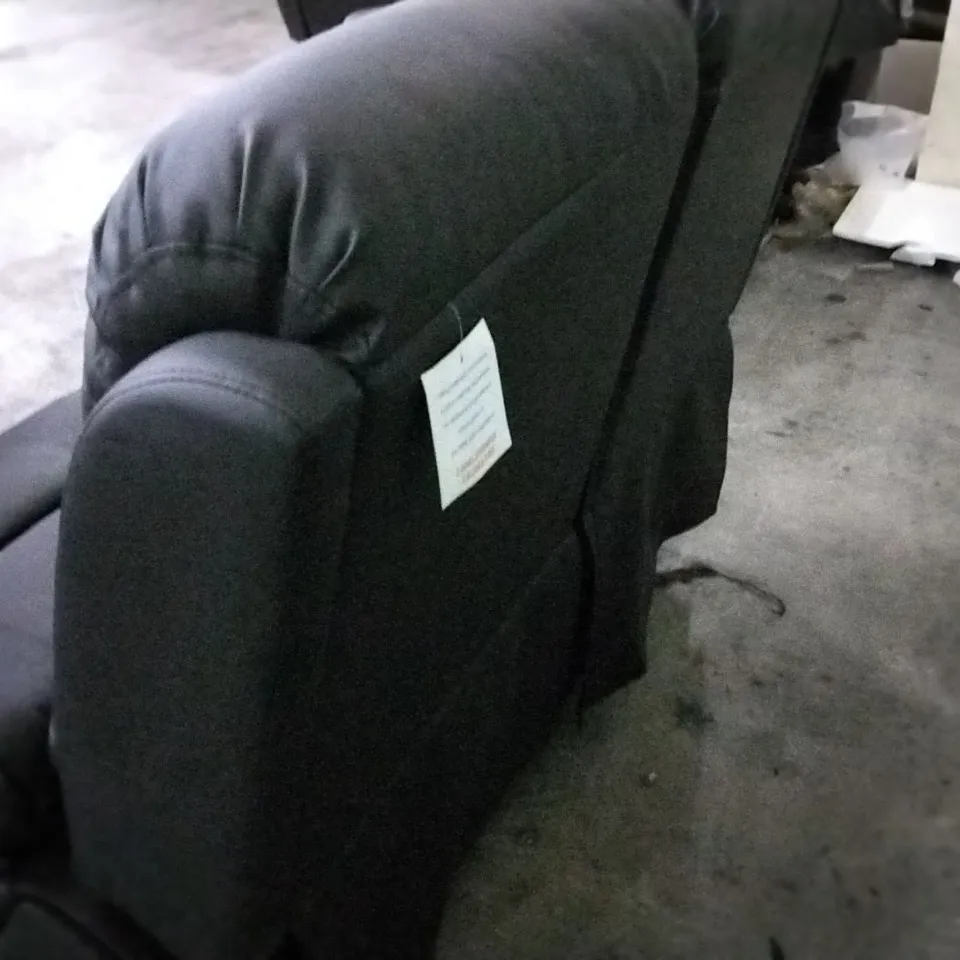 QUALITY DESIGNER BLACK LEATHER MANUAL RECLINER 2 SEATER SOFA
