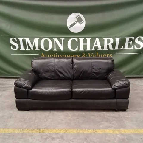 MARLOW ITALIAN LEATHER 3 SEATER SOFA - BLACK