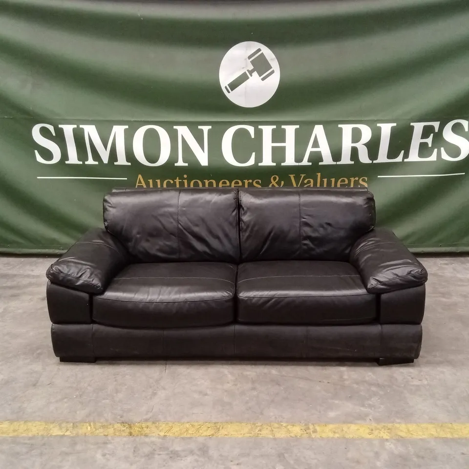 MARLOW ITALIAN LEATHER 3 SEATER SOFA - BLACK RRP £1399