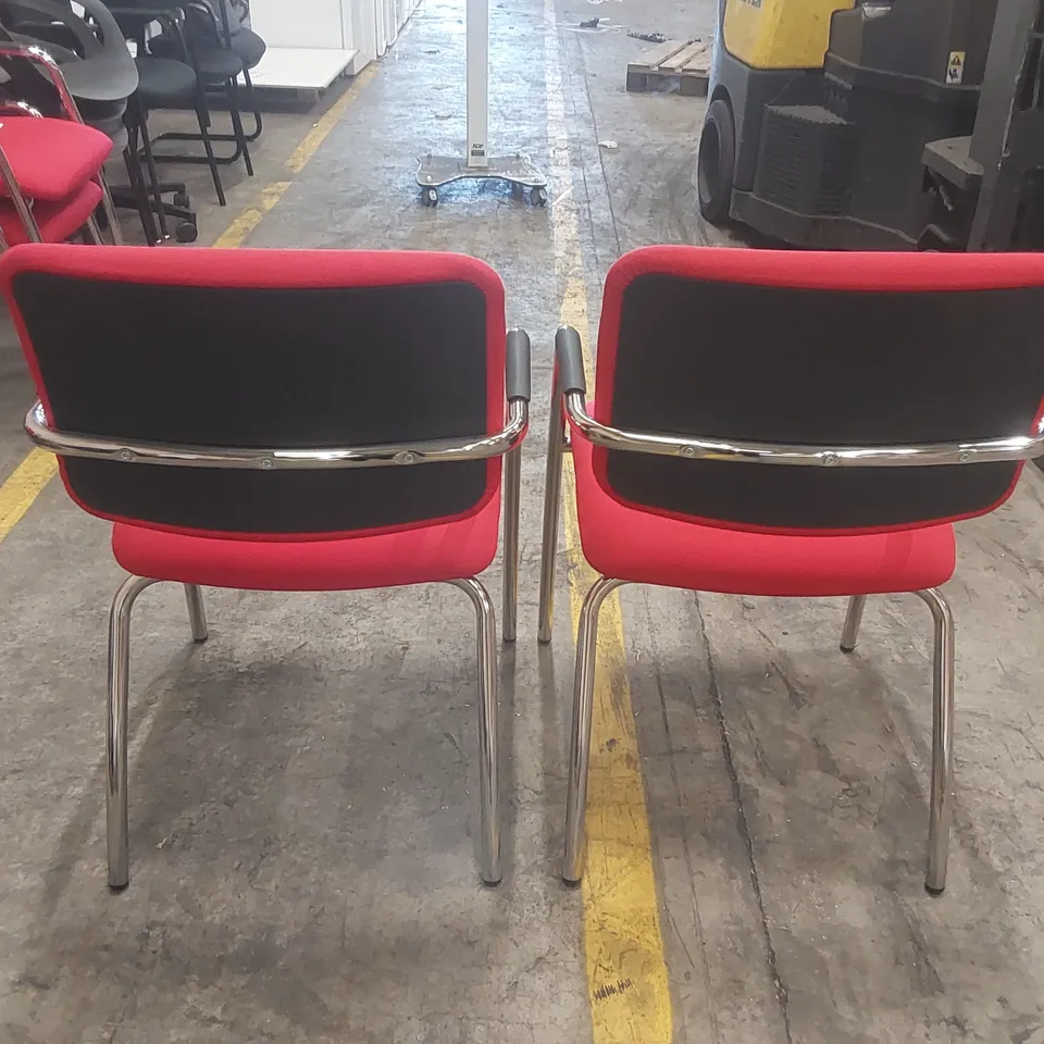 PAIR OF UPHOLSTERED RED OFFICE CHAIRS