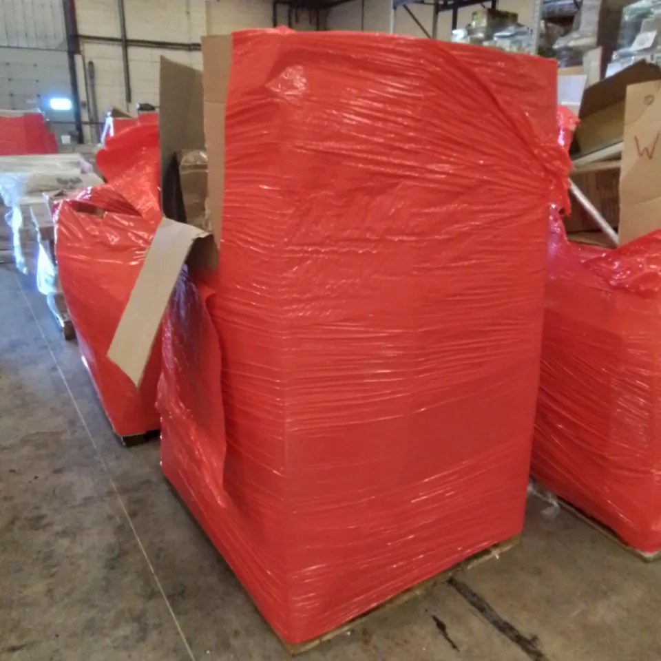 PALLET CONTAINING ASSORTED HOUSEHOLD & HOME IMPROVEMENT PRODUCTS. INCLUDES NO SMOKING SIGNS, TRAVEL SUITCASES, ELECTRIC OVEN & GRILL, DECOR ETC