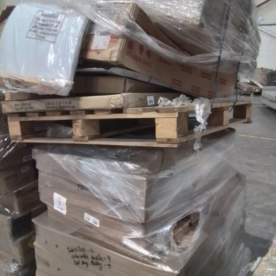 PALLET CONTAINING ASSORTED ITEMS TO INCLUDE: JACK AND JILL PLAY BENCHES, WAS BASIN ECT.