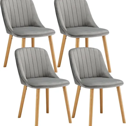 BOXED DINING CHAIRS (SET OF 4) - GREY/LIGHT WOOD LEGS (1 BOX)