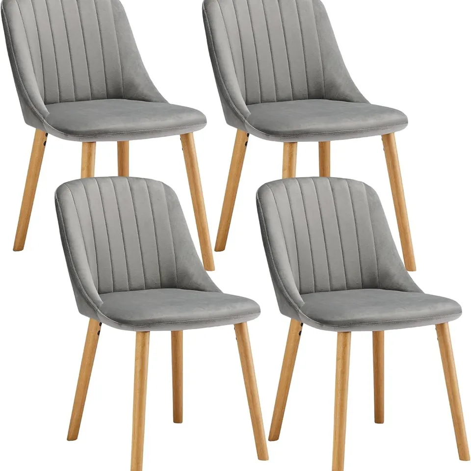 BOXED DINING CHAIRS (SET OF 4) - GREY/LIGHT WOOD LEGS (1 BOX)