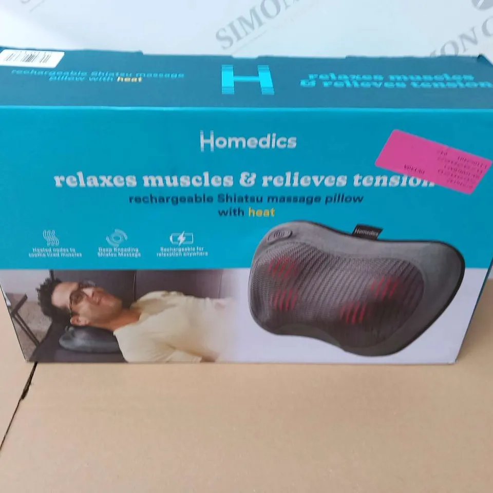 BOXED HOMEDICS RECHARGEABLE SHIATSU MASSAGE PILLOW WITH HEAT