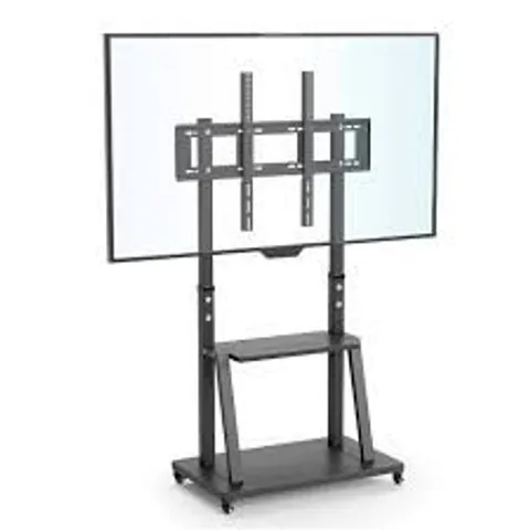 BOXED UNHO HEAVY DUTY UNIVERSAL FLOOR TV STAND MOBILE TV CART WITH SHELF (1 BOX)