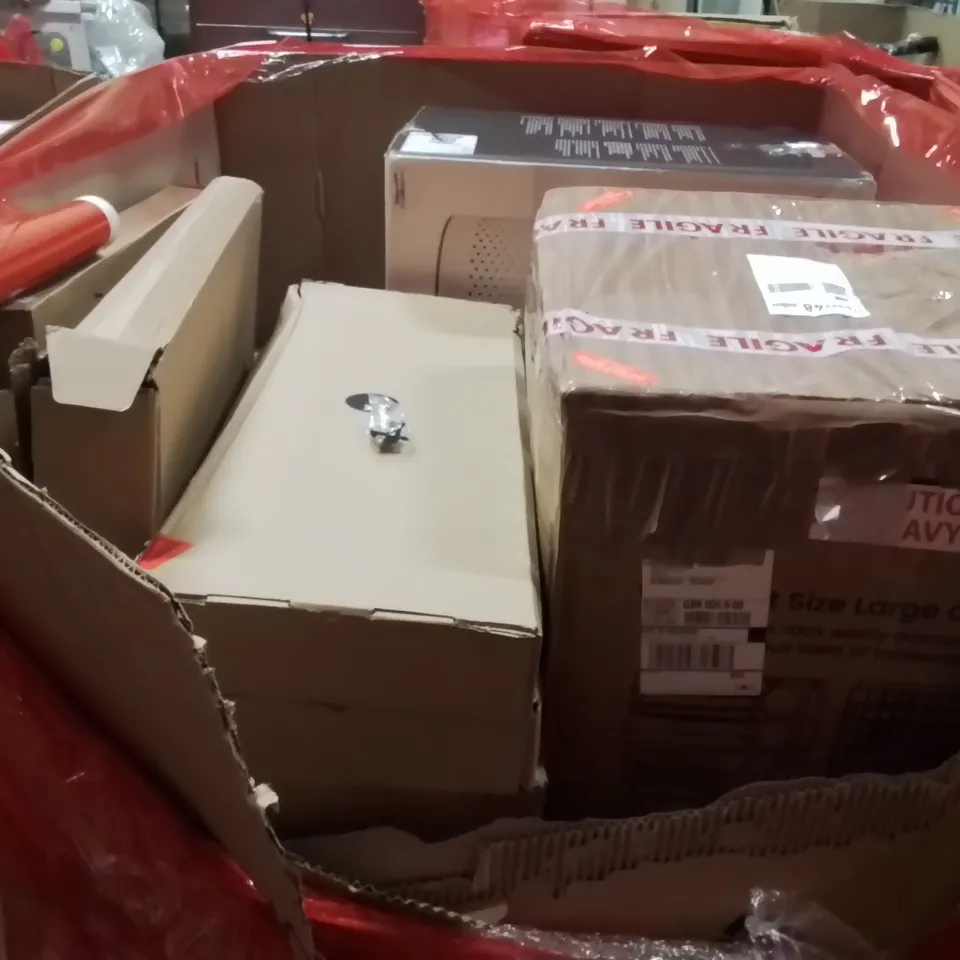 PALLET OF ASSORTED HOUSEHOLD GOODS AND PRODUCTS TO INCLUDE;CEILING FAN,PULL UP BAR