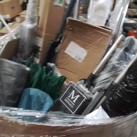 PALLET OF ASSORTED HOUSEHOLD GOODS AND PRODUCTS TO INCLUDE;GAZEBO,CLOTHES AIRER,CAMPING CHAIR,KETTLE