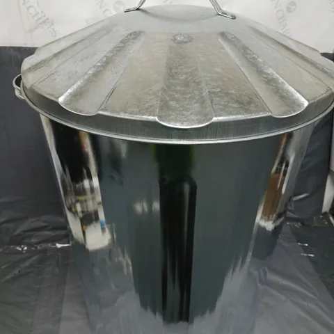 GALVANISED METAL RUBBISH BIN