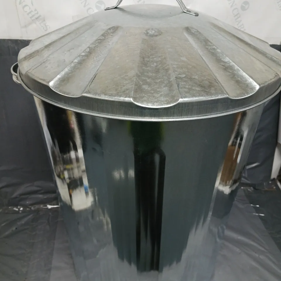 GALVANISED METAL RUBBISH BIN