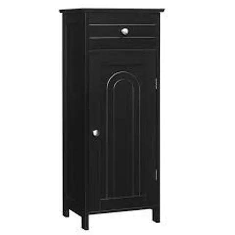 BOXED COSTWAY SINGLE DOOR SINGLE DRAWER BLACK STORAGE CABINET