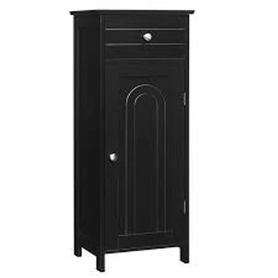 BOXED COSTWAY SINGLE DOOR SINGLE DRAWER BLACK STORAGE CABINET