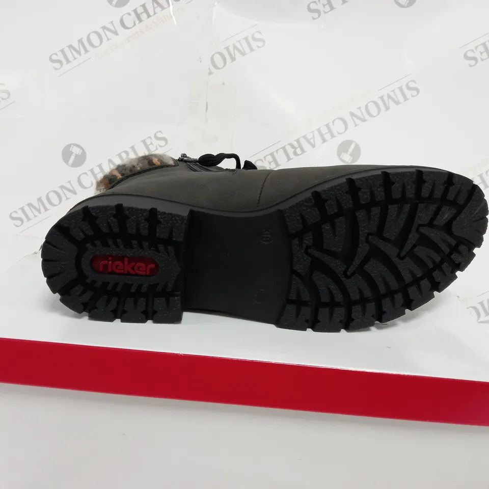 BOXED PAIR OF RIEKER HIKING BOOTS IN GREY UK SIZE 5