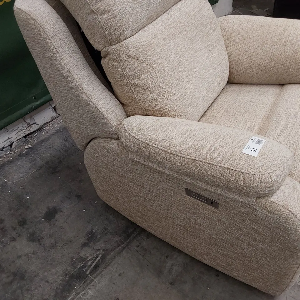 QUALITY BRITISH DESIGNER G PLAN KINGSBURY POWER RECLINING EASY CHAIR BOUCLE JUTE FABRIC 