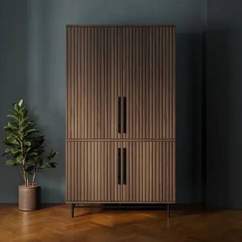 BOXED BRYANT HIDEAWAY COMPUTER CABINET DESK - WALNUT EFFECT (4 BOXES)