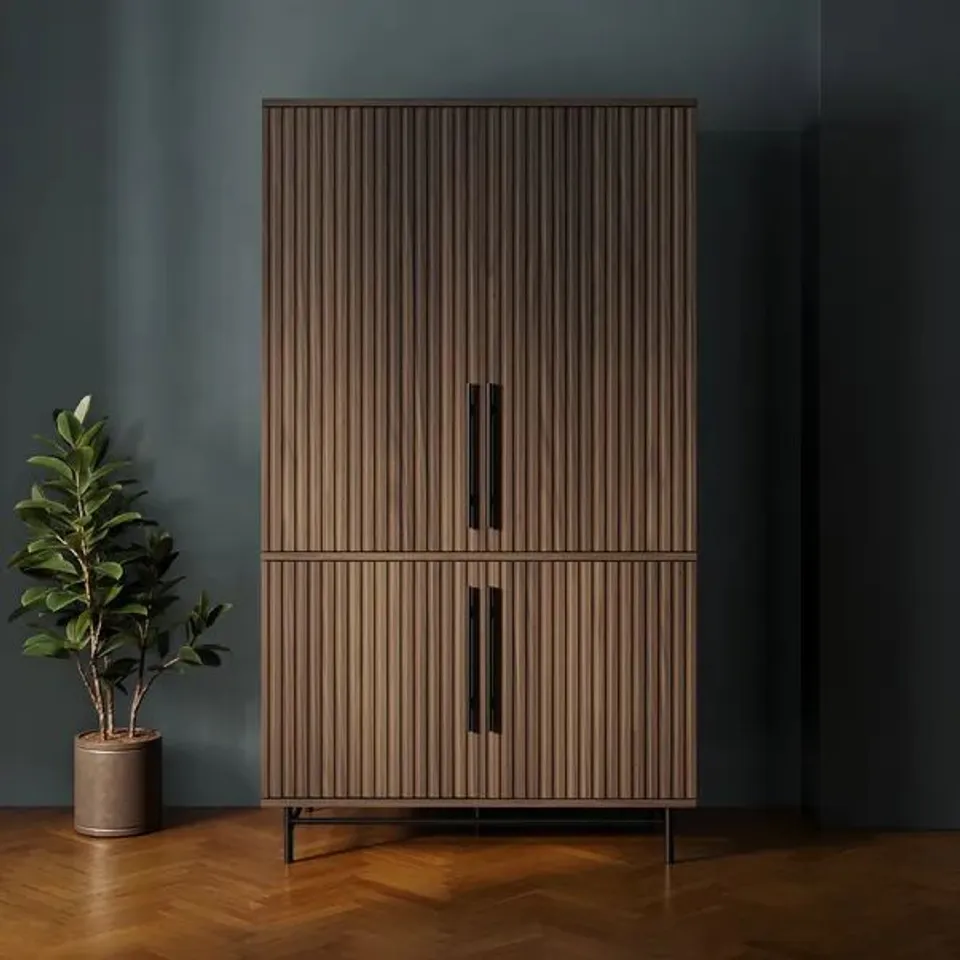 BOXED BRYANT HIDEAWAY COMPUTER CABINET DESK - WALNUT EFFECT (4 BOXES)