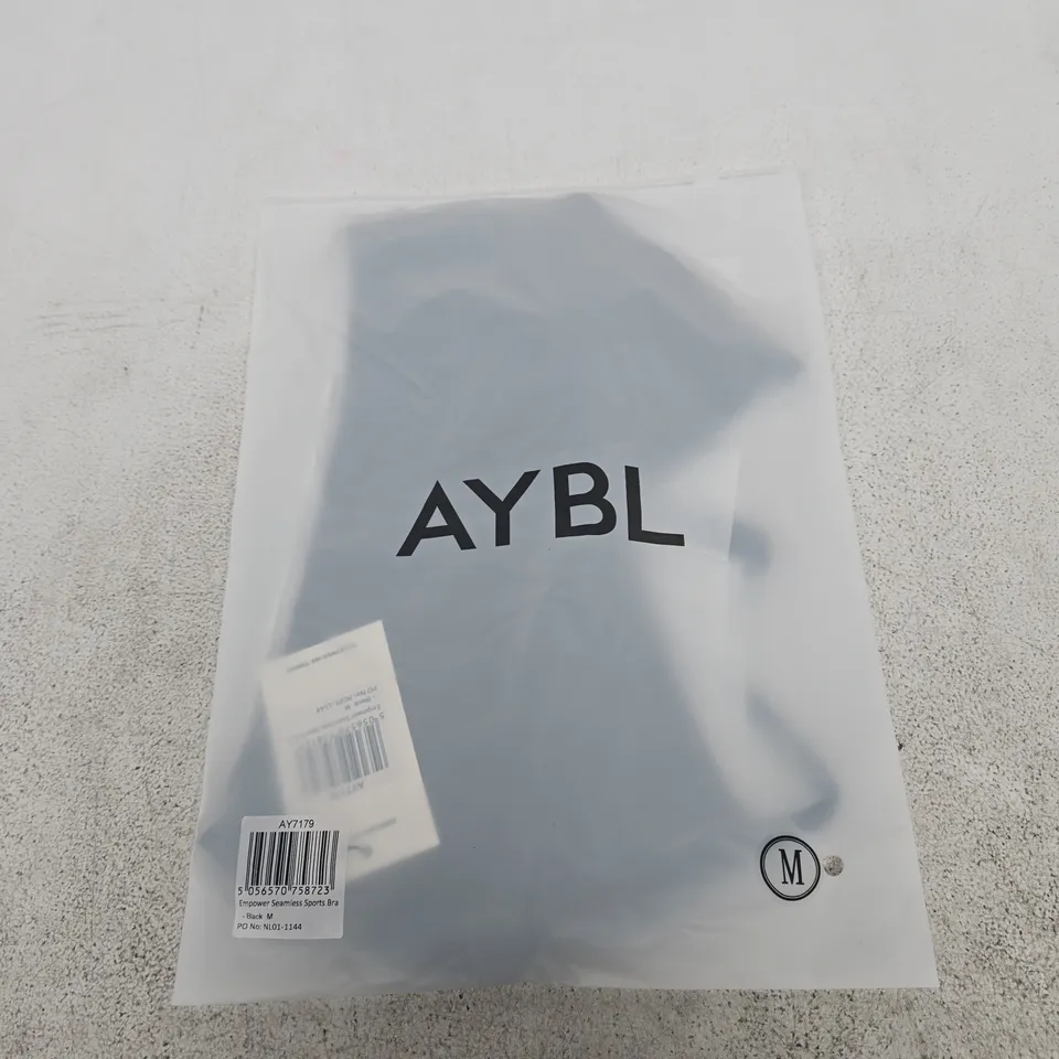 BAGGED AYBL EMPOWER SEAMLESS SPORTS BRA – BLACK, SIZE M