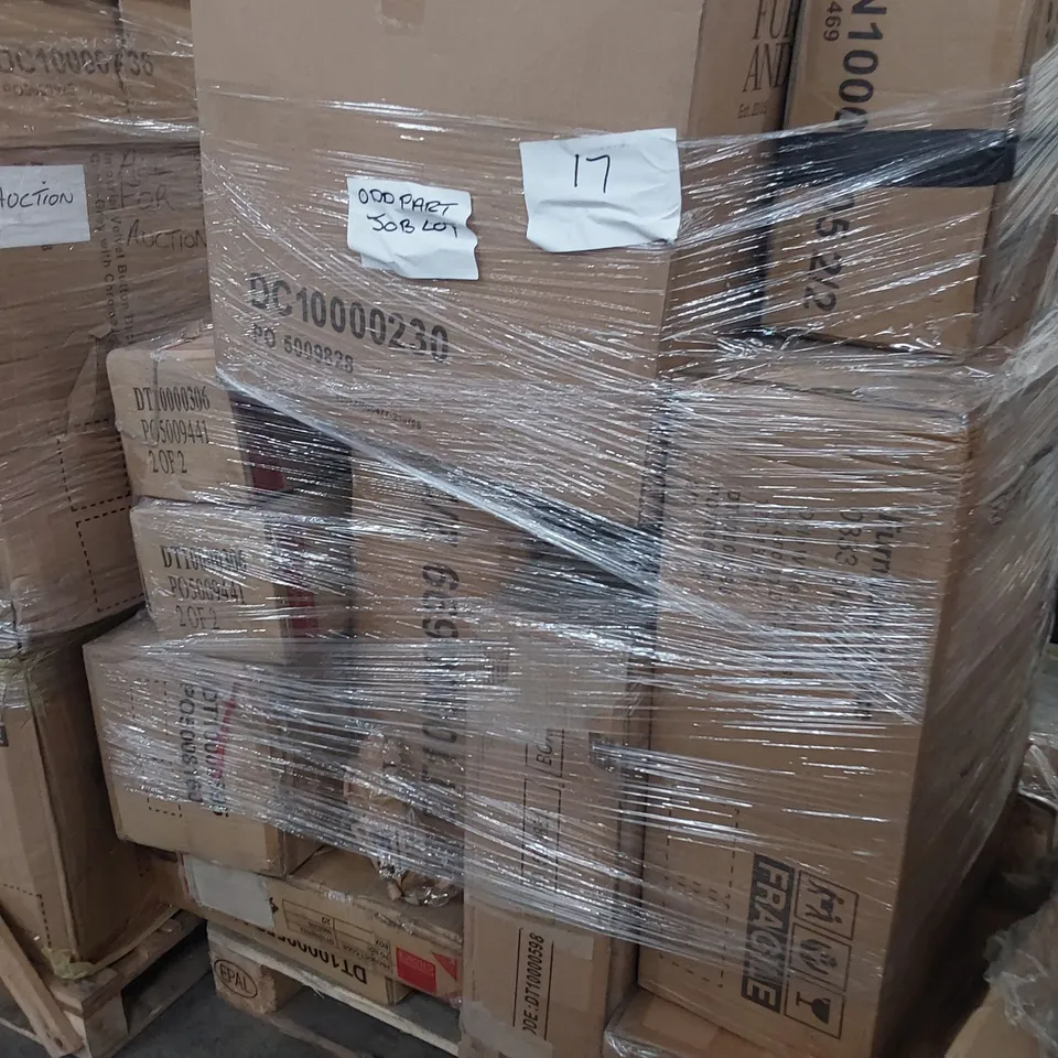 PALLET OF ASSORTED BOXED DINING TABLE PARTS 