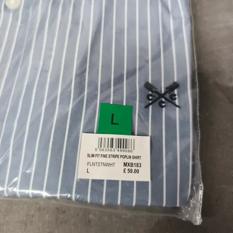 CREW CLOTHING COMPANY SLIM FIT FINE STRIPE POPLIN SHIRT – SIZE L