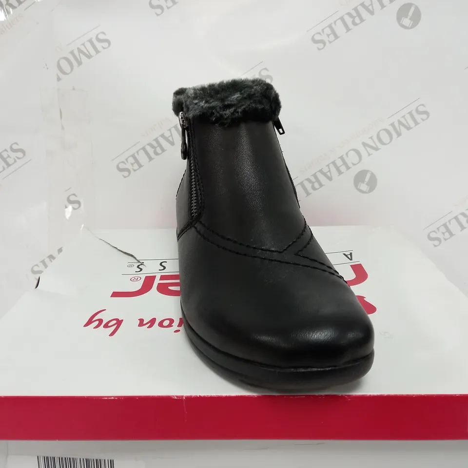BOXED RIEKER FUR CUFF BOOTS, BLACK - SIZE 6.5