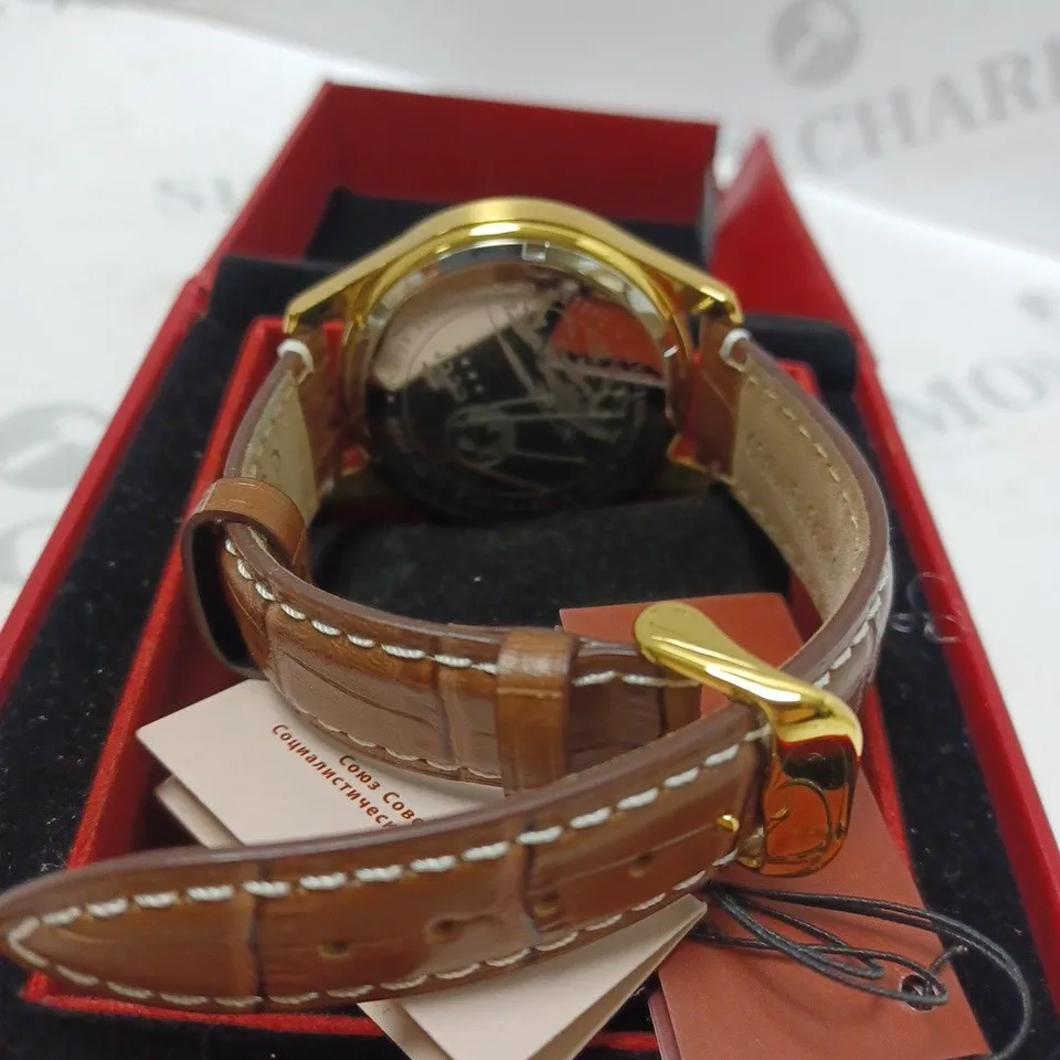 CCCP AUTOMATIC BROWN LEATHER STRAP WRISTWATCH