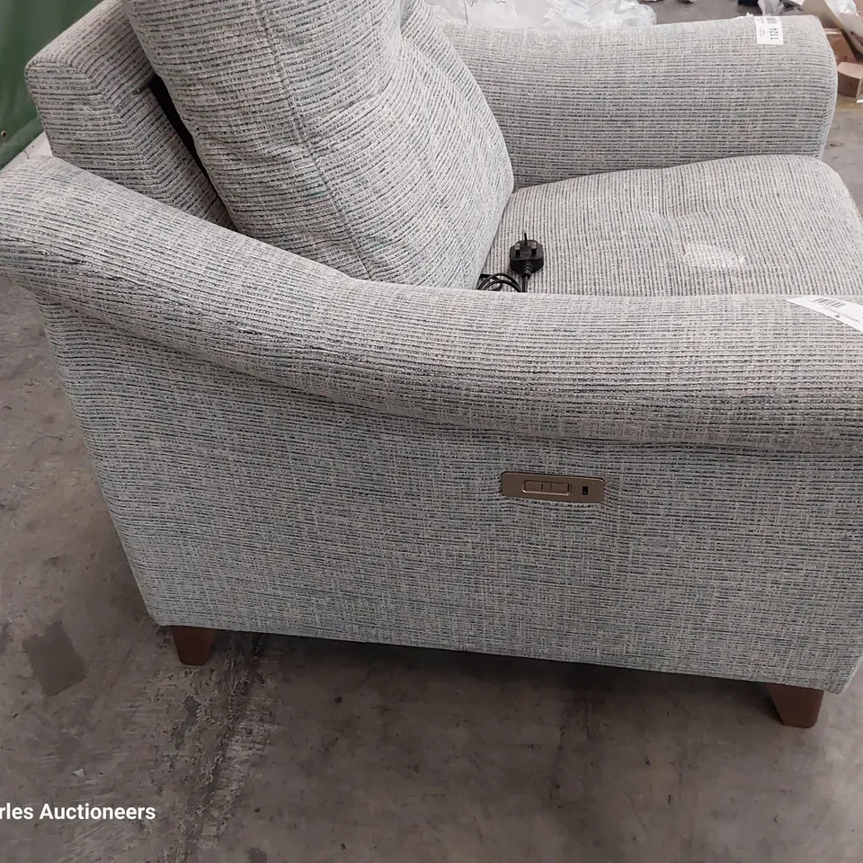 QUALITY BRITISH DESIGNER G PLAN RILEY POWER RECLINING EASY CHAIR MOOR SEA FABRIC 