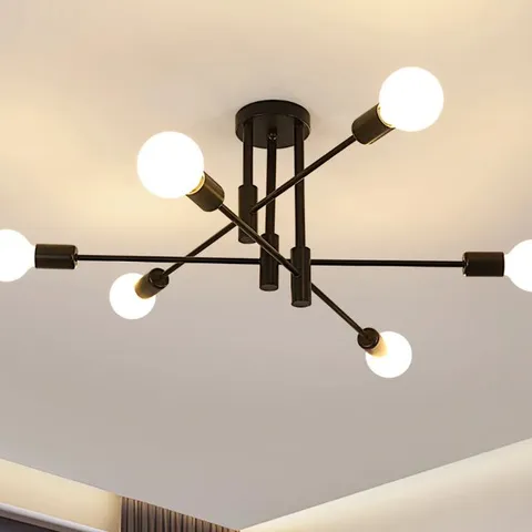 BOXED INDUSTRIAL 6-LIGHT RETRO CHANDELIER LAMPS CEILING LIGHT FOR BEDROOM