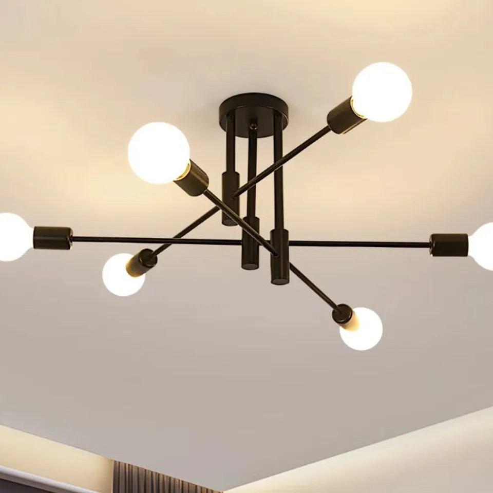 BOXED INDUSTRIAL 6-LIGHT RETRO CHANDELIER LAMPS CEILING LIGHT FOR BEDROOM