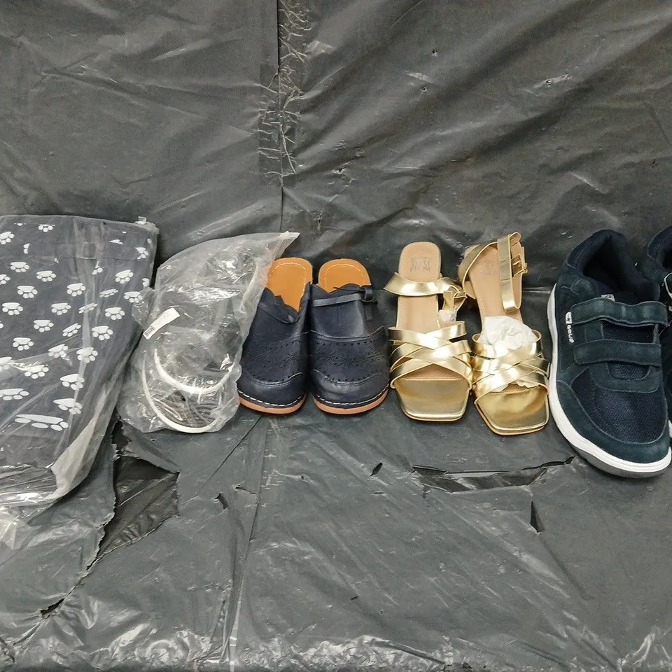 BOX OF APPROXIMATELY 15 PAIRS OF UNBOXED ASSORTED SHOES IN VARIOUS COLOUR, STYLES AND SIZES