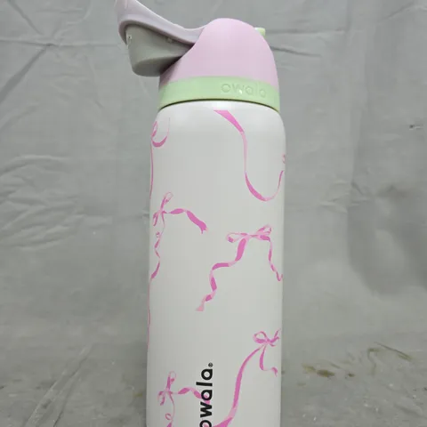 OWALA WATER BOTTLE – WHITE WITH PINK RIBBON DESIGN