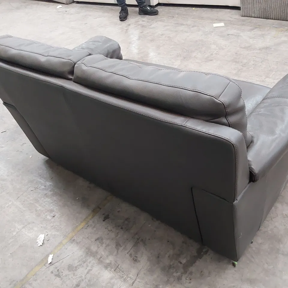 QUALITY DESIGNER 2 SEATER SOFA CHARCOAL LEATHER