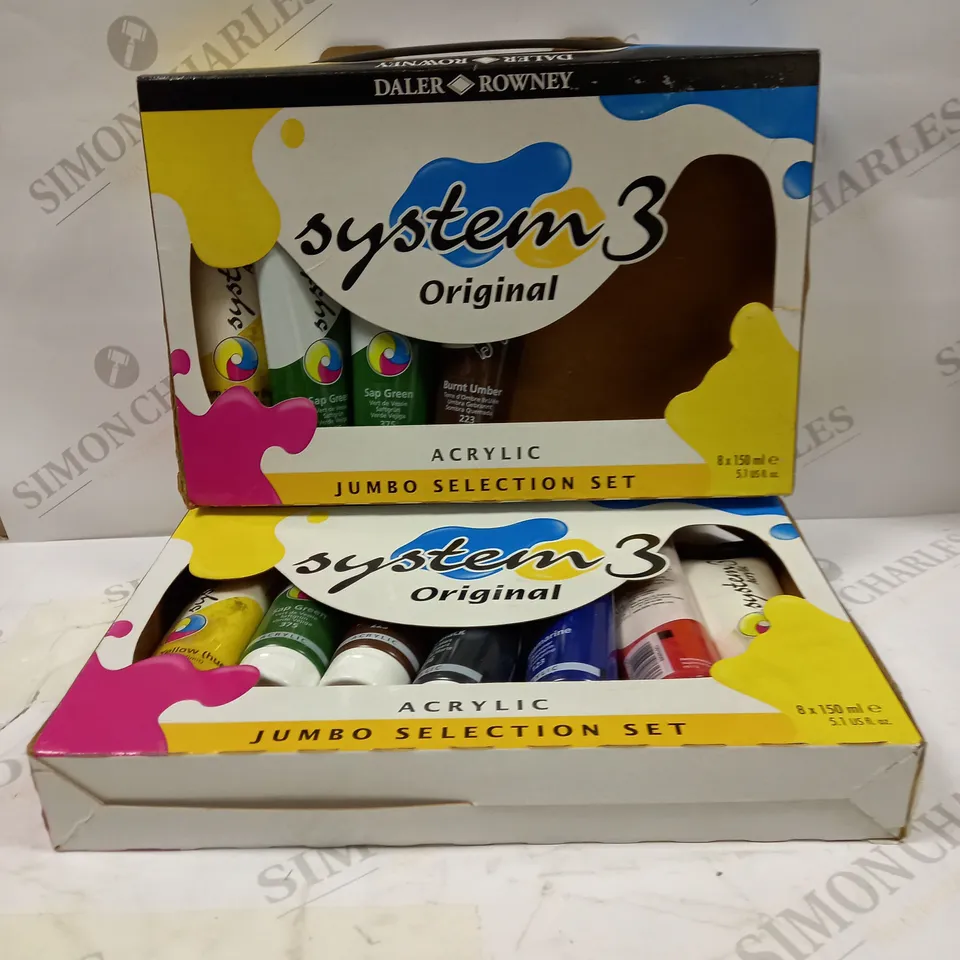 LOT OF APPROXIMATELY 3 HOUSEHOLD ITEMS TO INCLUDE SYSTEM 3 ORGINAL ACRYLIC PAINTS, RAINBOW DESIGN PATIO DIAL, PACK OF  A4 POPPER FILES