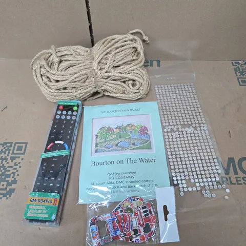 APPROXIMATELY 20 ASSORTED HOUSEHOLD PRODUCTS TO INCLUDE REPLACEMENT REMOTE, HOME DECOR, CRAFT MATERIALS ETC 