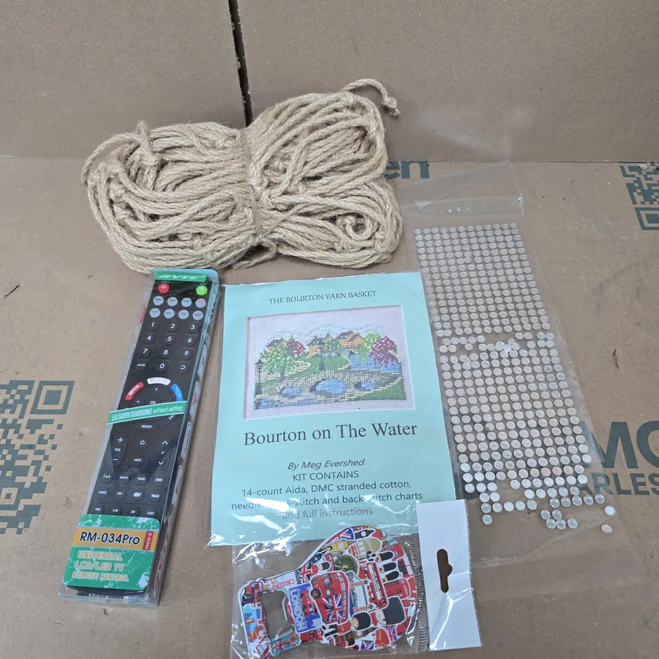 APPROXIMATELY 20 ASSORTED HOUSEHOLD PRODUCTS TO INCLUDE REPLACEMENT REMOTE, HOME DECOR, CRAFT MATERIALS ETC 