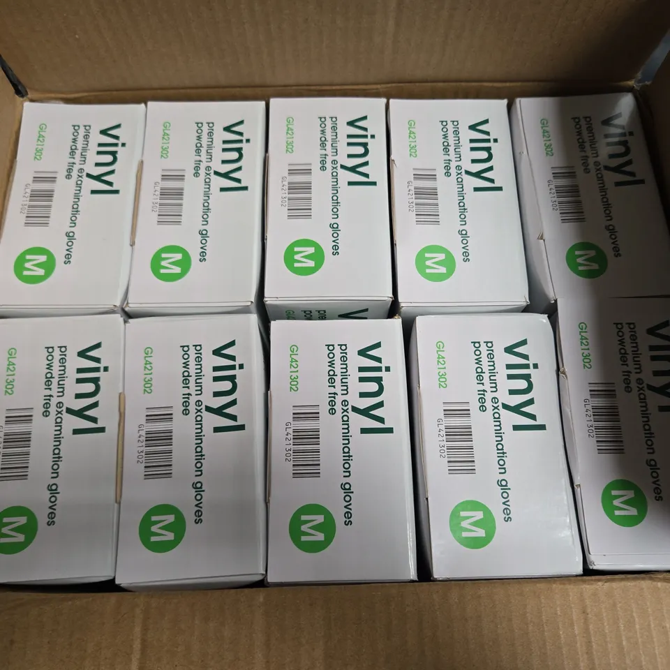 BOXED CURA PREMIUM VINYL EXAMINATION GLOVES POWDER FREE MEDIUM (1000PCS)